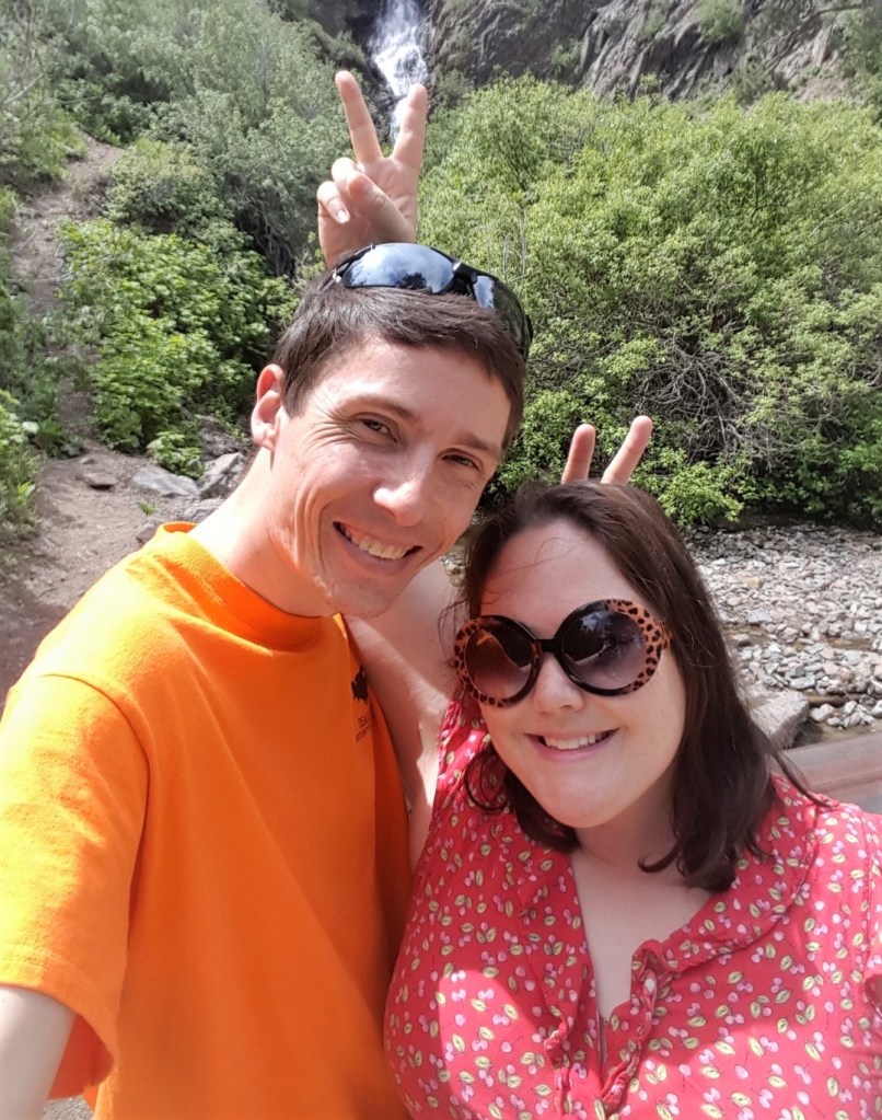 Wendy and Jeremy enjoying a lovely summer waterfall